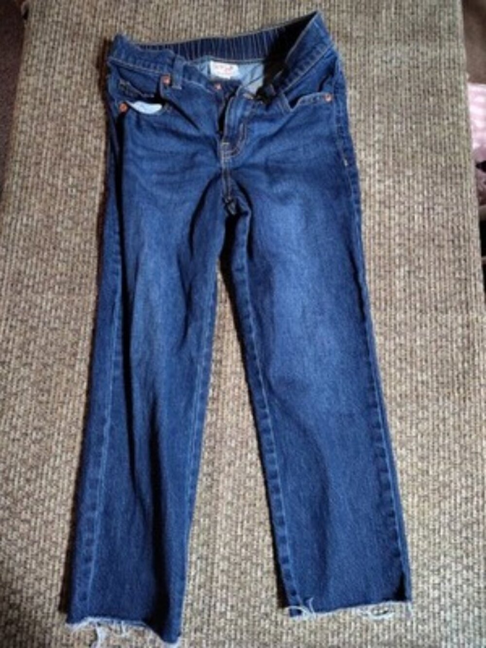 Cat & Jack Sz7 navy blue stretchy skinny jeans with elastic Adjustable waistband